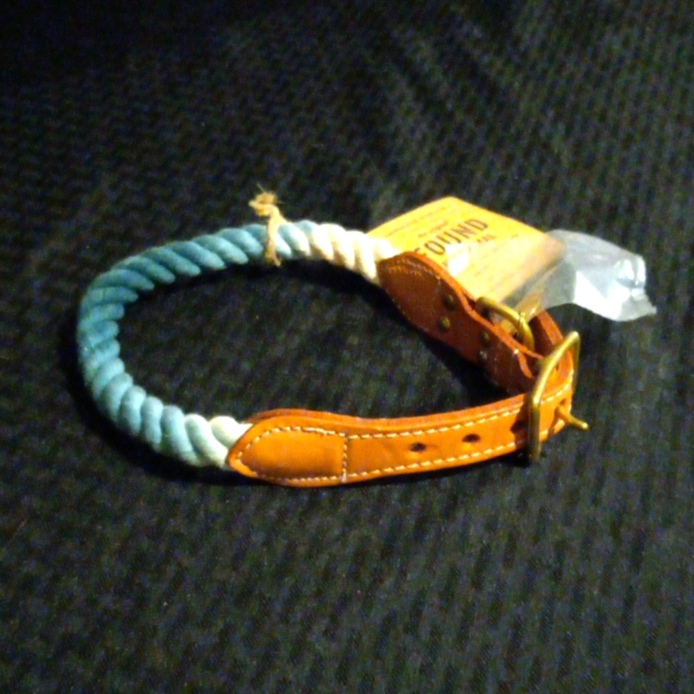 Ombre blue rope leather 💙 dog collar